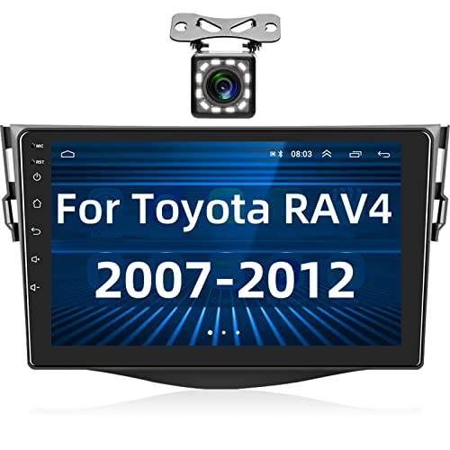Android Radio de Coche 2 DIN para Toyota RAV4 2007-2012 Radio Coche con Navi GPS 7 Pulgadas Pantalla táctil Radio Coche con Bluetooth WiFi FM/RDS USB DVR Enlace Espejo + Cámara de visión Trasera Cover