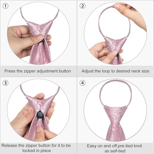 Image of DiBanGu Mens Zipper Tie Silk Pre-Tied Necktie with Gift Box