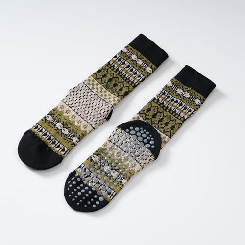 Image of Verdancy Yoga Pilates Socks with Grips for Women Knit Patterned Non Slip Cushioned Crew Socks for Barre Ballet Dance
