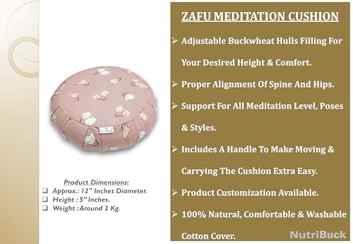 Image of Buckwheat ZAFU Meditation Cushion Filled with Buckwheat Hulls (SOFT PETAL)