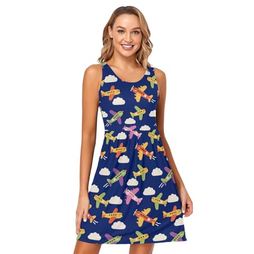 Image of ALAZA Women's Summer Dress Sun Dress Sleeveless with Pockets