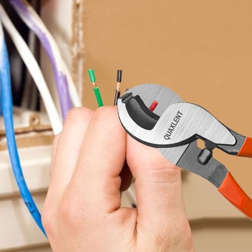 Image of 10 Inch Large Cable Cutter Heavy Duty High Leverage Big Wire Cutting Plier Tool for 4 /0 Aluminum 2 /0 Soft Copper and 100PR 24AWG Comm Cable, Orange