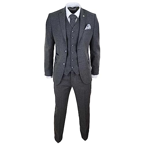 Mens Wool Tweed Suit 3 Piece Authentic 1920s Tailored Fit Classic3