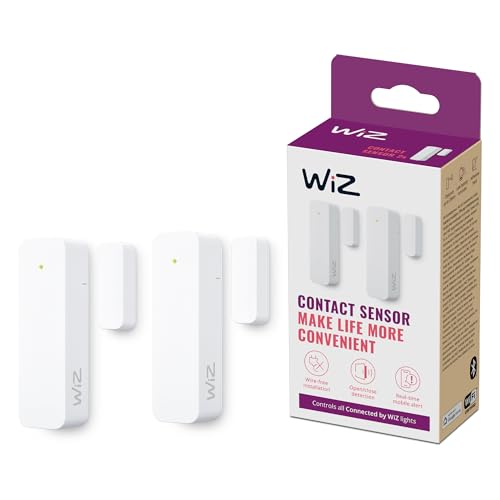 WiZ Kontaktsensor - Heim-Überwachung &-Automatisierung, Echtzeit-Warnungen, Lichtalarm, Heimsicherheit, Benachrichtigungen, App-Steuerung, verbindet Sich mit WiZ Kamera und Lichtern, 2er Pack