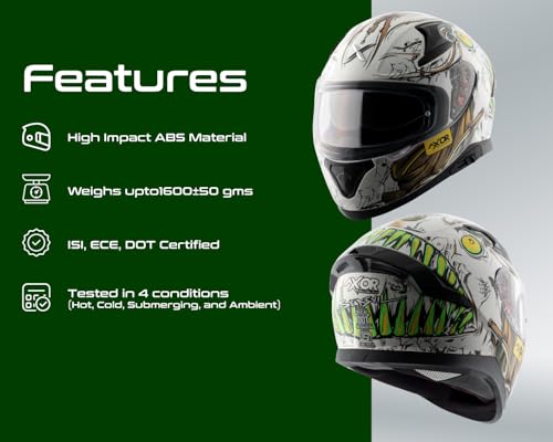 Image of Axor Apex Seadevil ISI ECE DOT Certified Full Face Dual Visor Helmet for Men and Women with Pinlock Fitted Outer Clear Visor and Inner Smoke Sun Visor White Gold(L)