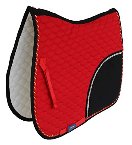 Professional Equine Horse Quilted English Saddle PAD Tack Trail Riding Red Black 72F11