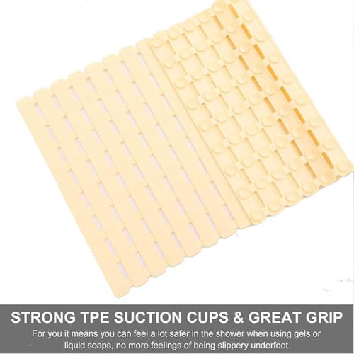 Image of HomeCloud Non-Slip Shower Mat for Bathtub, Anti-Slip Bath Mat with Suction Cups, Drainage Holes & Foot Massage Exfoliating Surface (Cream)