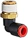 SMC KQ Series Brass Push-to-Connect Tube Fitting, 90 Degree Elbow with Sealant, 5/32" Tube OD x 1/8" NPT Male, Black