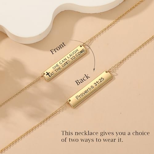 Layered Cross Bible Verse Necklaces,14K Gold Plated Christian Religious Confirmation Inspirational Jewelry Gifts4