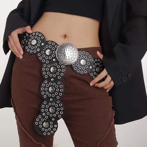 Western PU Leather Waist Belt Adjustable Length Waist Belt For Girl Women Grommet Belt For Coat Skirts Jeans Decors4