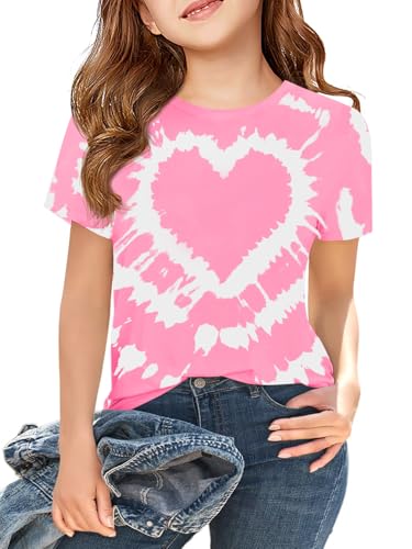 Image of Girls Short Sleeve T Shirts Kids Summer Tops Crewneck Tees 5-14 Years