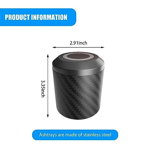 Image of 1 PC Car Ashtray, Carbon Fiber with Lid Multifunctional Mini Car Trash Box, Detachable Portable Smokeless Car Ashtray, Universal Garbage Can for Most Cars (Black)