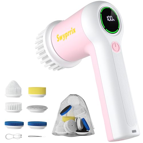 Image of Electric Spin Scrubber for Bathroom and Shower Cleaning SD-CTB02 | 2 Speeds Cordless Power Cleaning Brush, 6 Replaceable Brush Heads, IPX7 Waterproof, For Bathroom, Sink, Tile, Kitchen, Grout