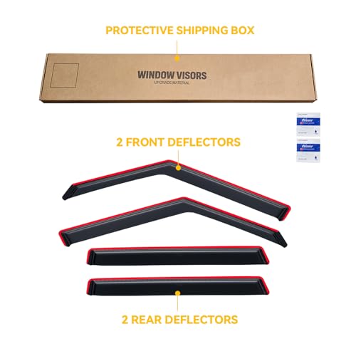 Image of in-Channel Rain Guards Window Visor for 2014-2019 Kia Soul | Shields Vent Deflector Shade Wind Dark Smoke 2015 2016 2017 14 15 16 17 18 19, Tape-On Inside-Mount, 4PCS