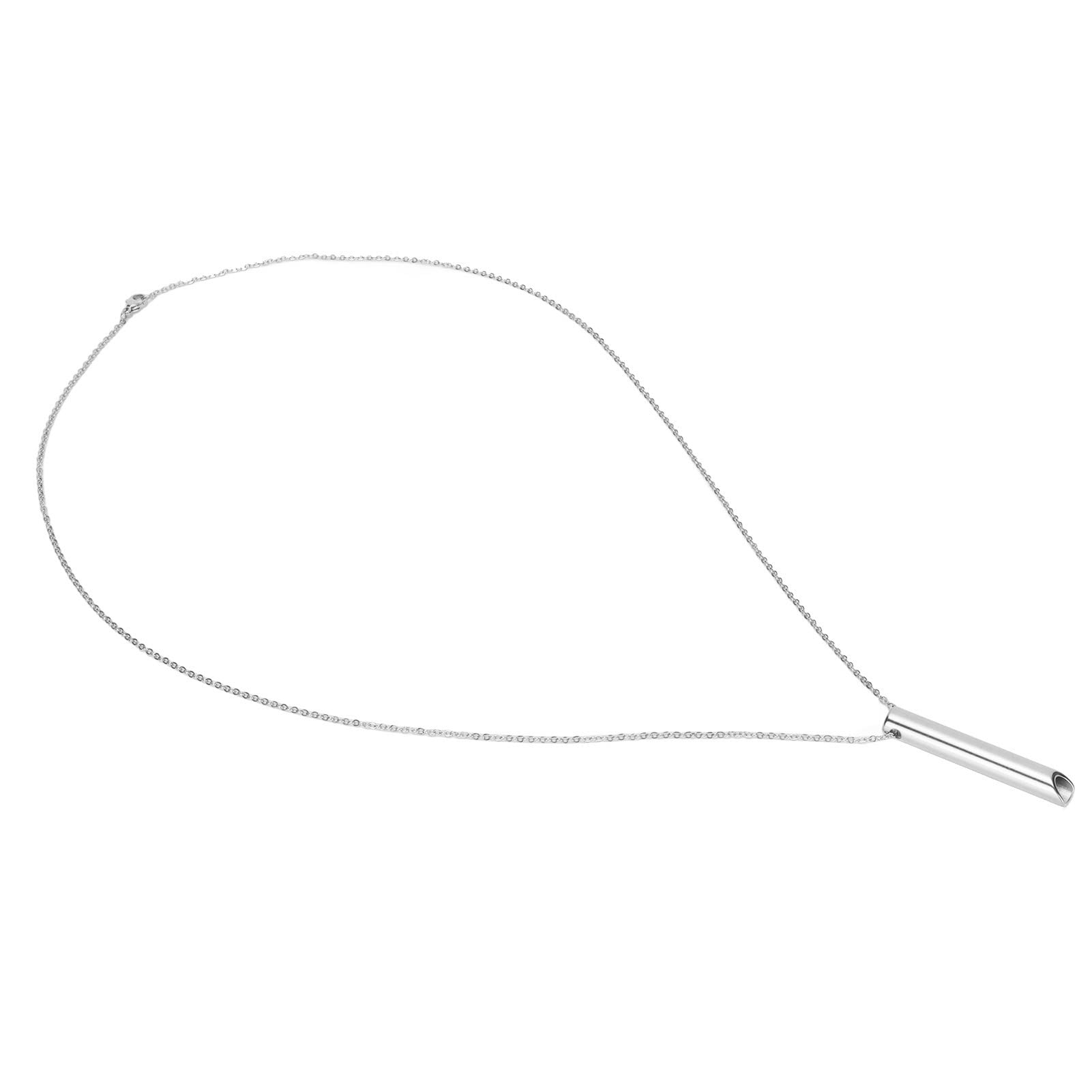 BUFY Anxiety Whistle Necklace,Mindful Breathing Necklace Relieves Stress Stainless Steel Keep Calm Portable Slow Breathing Comfortable For Men(Silver)-picture-15