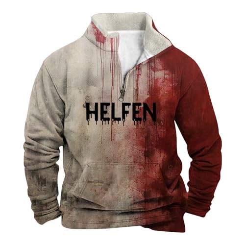 Sudaderas de hombre ropa de invierno con cuello de forro polar manga larga roja S