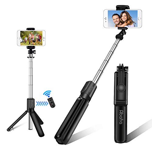 Abafia Palo Selfie Trípode, 3 en 1 Mini Selfie Stick Extensible 360u00b0 Rotación con Bluetooth Control Remoto para iPhone 11/XS/XR/X/8/8 Plus/7/7 Plus/6/SE,GalaxyS9/S8/Note,Honor,Gopro,Smartphones,Caméra