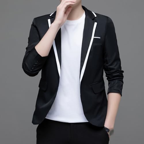 Mens Casual Slim Fit Suit Jacket 1 Button Daily Blazer Business Sport Coat Tops4