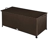 ROBUSTA Y ESTABLE - Nuestra robusta caja de almacenaje con sus medidas de 122x56x61cm está hecha de polirratán de fácil cuidadoy ofrece suficiente espacio para cojines y otros accesorios de jardín. Llama la atención ya sea en el jardín, en el balcón o incluso en el interior. La caja de almacenamiento es un punto culminante para su hogar.