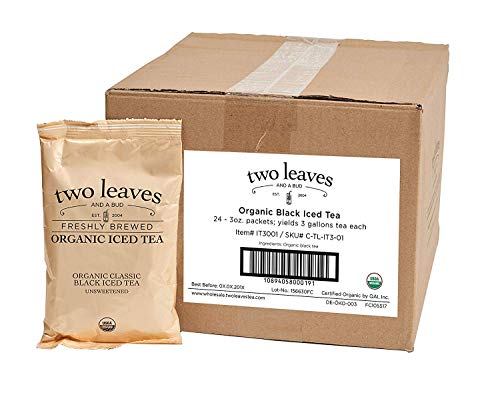 Two Leaves and a Bud Organic Black Iced Tea Packs for Commercial Brewers, Brew 3 Gallons Per 3 oz Loose Frac Packs (24 Count)