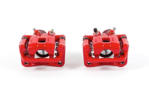 PowerStop Rear Red Powder Coated Brake Caliper Pair for Acura TSX 2009-14 | Honda Accord 2008-12 - High-Temp Brake Caliper Upgrade, S3358