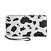 Mumeson Womens Leather Purse Cow Skin Design Casual Wristlet Coin Wallet Casual Lightweight Mini Handbags Luxury Leather PU Wallet for Party Travel Black White