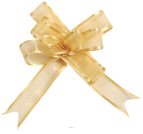 Artificielles.com - Noeuds Automatiques x 5 en Organdi Or largeur 16 mm diametre 5 cm TOP - couleur: Doré