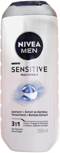 NIVEA MEN Sensitive 3-in-1 Duschgel (1 x 250 ml), Herren Duschgel für empfindlic
