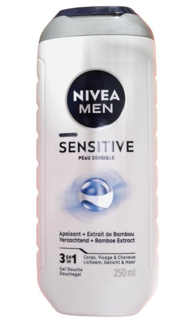 NIVEA MEN Gel de ducha Sensitive 3 en 1 (1 x 250 ml), gel de duch...