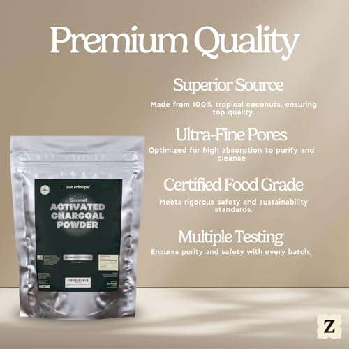 Image of Zen Principle Coconut Activated Charcoal Powder. Whitens Teeth, Rejuvenates Skin and Hair, Supports Better Digestion. USA-Owned Producers, 2.5 lb