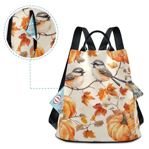 Sac à dos de voyage femme multipoches compartimenté orange imprimé