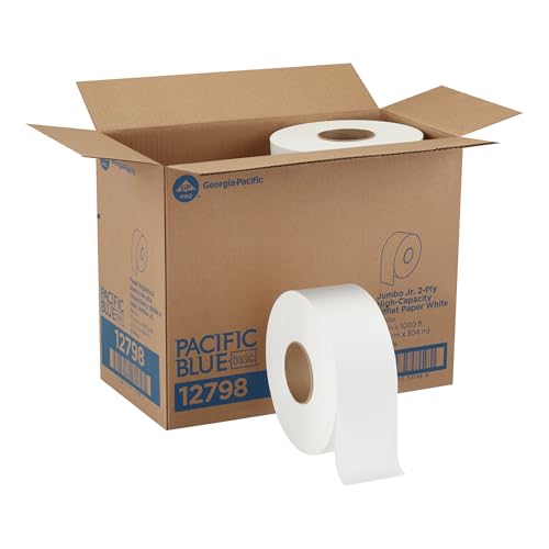 Georgia-Pacific Pacific Blue Basic 2-Ply Jumbo Jr. 9' Toilet Paper by GP PRO (Georgia-Pacific), 12798, 1,000 Linear Feet per Roll, 8 Rolls Per Case