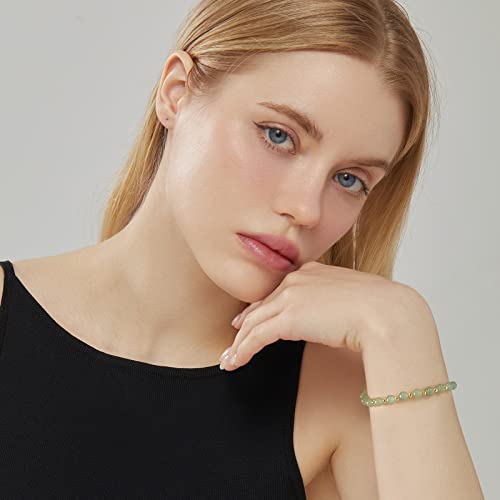 Hetian Jade Bracelet Gold 6Mm Round Light Green Bead Charm Bracelet Lucky Chain Jewelry Birthday Gift For Women #TOP2