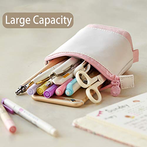 Oyachic Etui Transformeren Stand Up Pen Telefoonhouder Rits Penetui Grote capaciteit Schrijfwaren Canvas Cosmetische tas… - Afbeelding 6