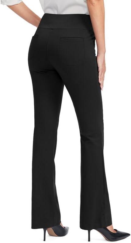 Rammus Womens High Waist Yoga Dress Pants with Pockets Stretch Work Pants for Women Bootcut Leg Slacks for Office Casual - Image 2