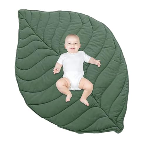Image of Yuehuam Baby Cotton Play Mat 56.3x42.1inch Leaf Type Floor Cushion Crawling Pad Nursery Rug Activity Carpet for Kid Infant Room Decoration, Photo Studio Prop