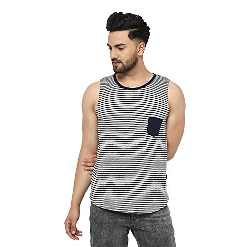 Image of RIGO Men's Striped Slim Fit Vest (SD02201038 Grey