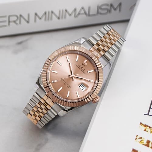 Image of BUREI Men's Classic Luxury Watch Stainless Steel Waterproof Machine Watch Fashion Double Watches Date Sapphire Crystal