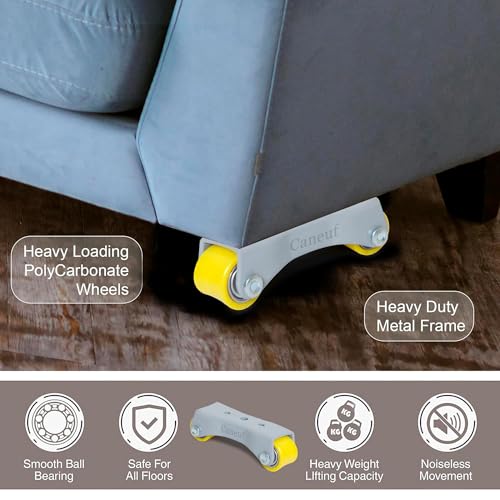 Image of Heavy Single Wheel Fixed Furniture Castor Wheels with Bearing, Flat Roller Wheels for Drawer, Sofa, Bed & Table, 350-450 kg Load Capacity (35mm, Set of 4)