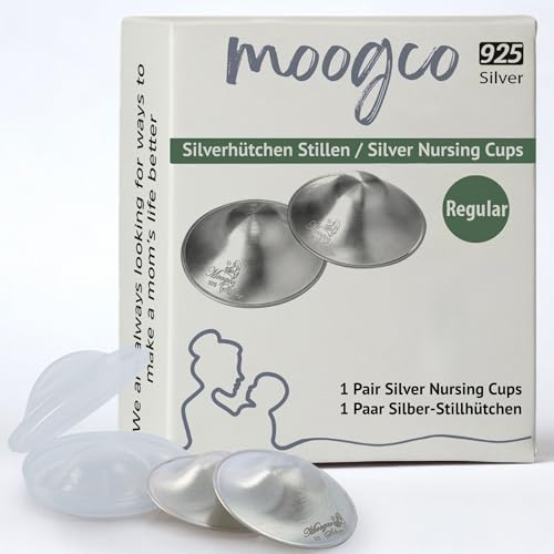Image of Moogco The Original Silver Nursing Cups - Nipple Shields for Nursing Newborn - Breastfeeding Essentials - Newborn Essentials Must Haves - Nipple Covers Breastfeeding - 925 Silver