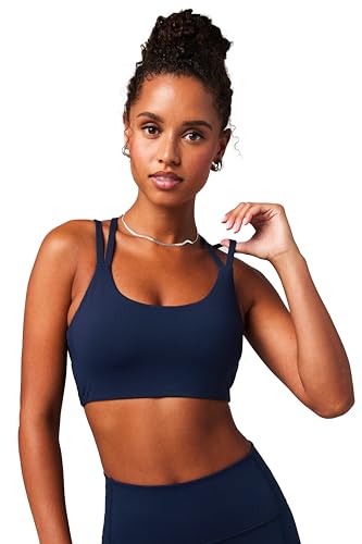 Fabletics Women's Principal Low-Impact Bra, Brethable, 4-Way Stretch, Removable Bra Cups, XL, Deep Navy