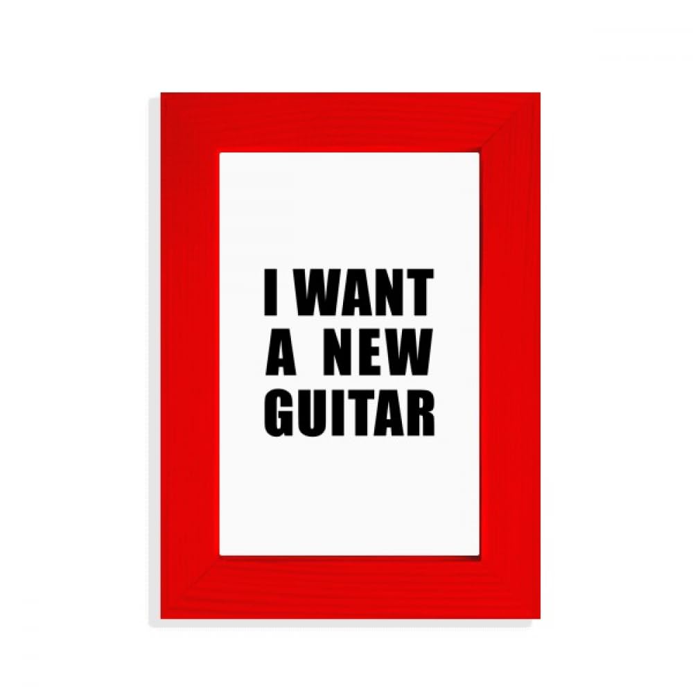 Cadre photo Art déco rouge avec inscription I Want A New Guitar pour affiche