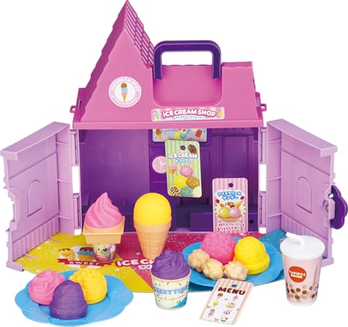 友愛玩具 おままごとハウス アイスクリームショップ 子供用 お店屋さんごっこ 持ち運びOK 電池不要 バッグ時サイズ約182×93×210mm 3歳〜 TY-0144IC