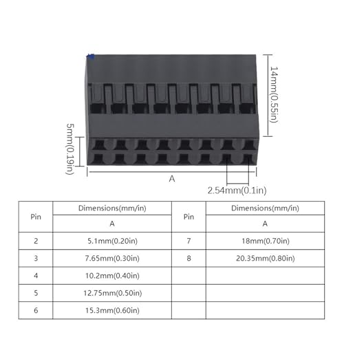 Carcasa de plástico con conector de cable doble de 2,54 mm y 2x8 pin 6