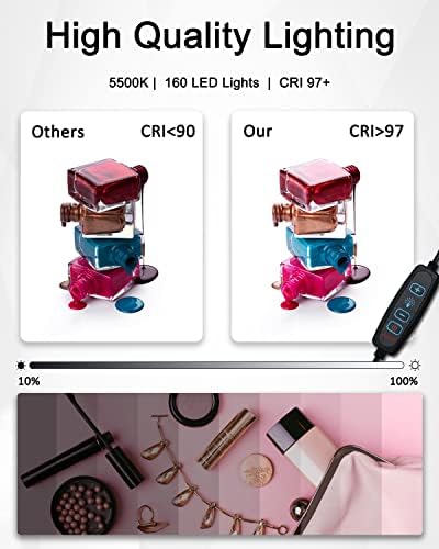 DUCLUS Light Box Photography 40cm / 16" x 16'', Portable Photo Booth Box with Adjustable 160 LED Lights & 8 Photo Backdrops for Product Photography