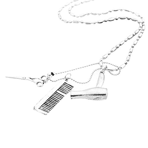Merssavo Secador de Pelo / Tijeras / Peine Cuelgan Collar Colgante Tijeras Joyería Barbero Regalo