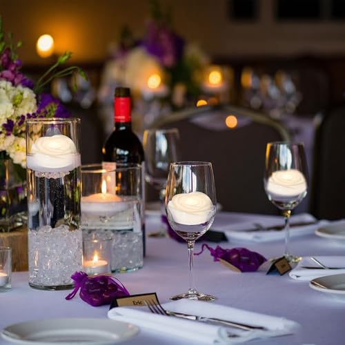 Image of Aignis 6pcs Flameless LED Floating Candles, White Rose Plastic Tealights Battery Operated, 120+ Hours Glow Time, Cozy Light for Romantic Pool /Bathtub /Hot Bath /Wedding Centerpiece Decor(D2.83*H1.42)