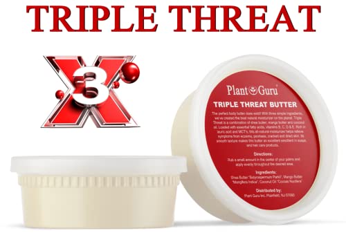 Triple Threat Body Butter 8 Oz. - Blend Of Shea, Mango & Coconut Oil - 100% Pure Natural Raw Unrefined Moisturizer For Dry Skin, Face And Hair. Great For Lip Balm And Soap Making #TOP1