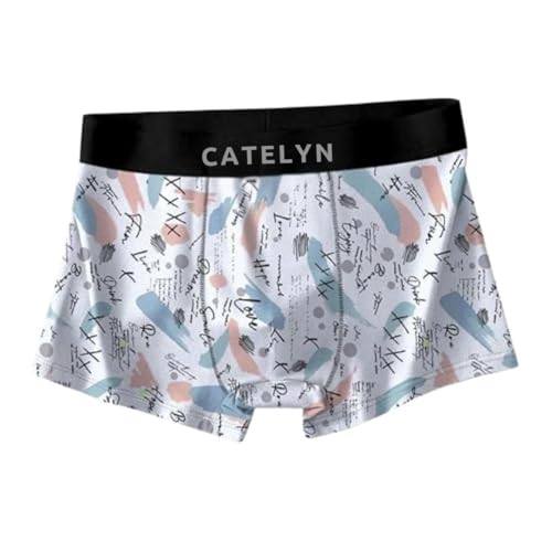 Image of CATELYN Printed Men's Extra Thin Elastic Ice Silk Underwear - Long, Comfortable, Breathable Boxer Brief Trunks, Smooth Fabric (Pack of 3)