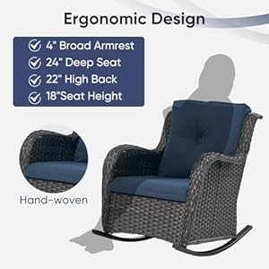 Patio Rocking Chairs Set of 2 Wicker Outdoor Rocking Chairs with High Backrest Wide Armrest All Weather Outdoor Seating for Proch Balcony Deck Garden Brown